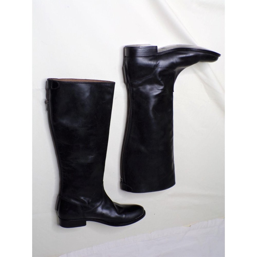 FRYE Melissa Button Zip Back Knee High Riding Boot Black 6 NEW - Picture 6 of 12